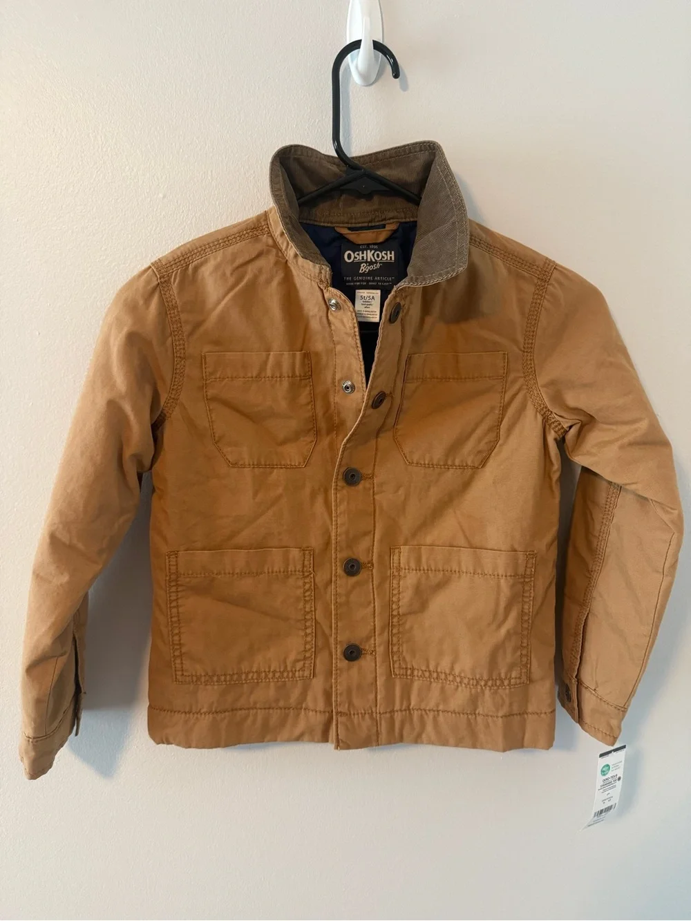 NWT OshKosh B'gosh Tan Workwear Field Jacket with Corduroy Collar 5T